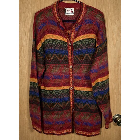 The Alpaca Connection Cardigan Sweater Jumper Colorful Aztec Western Artsy Sz XL - Picture 1 of 10